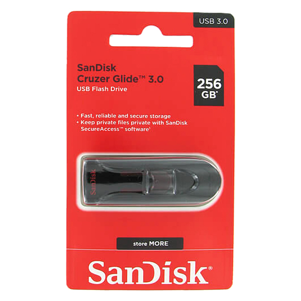 thumbnail image 2 of SanDisk Cruzer Glide 256GB USB 2.0/3.0 Flash Drive – SDCZ60-256G-B35, Genuine, High-Speed, Password Protection 2 of 2